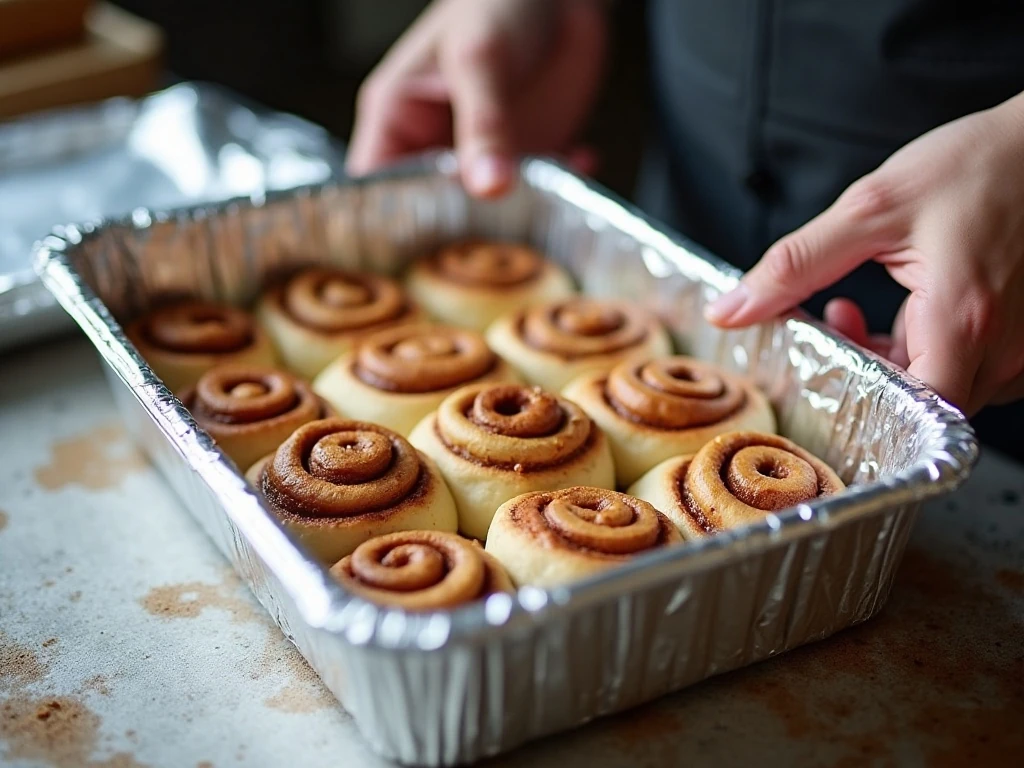 Shaped cinnamon rolls ready to freeze before the final rise