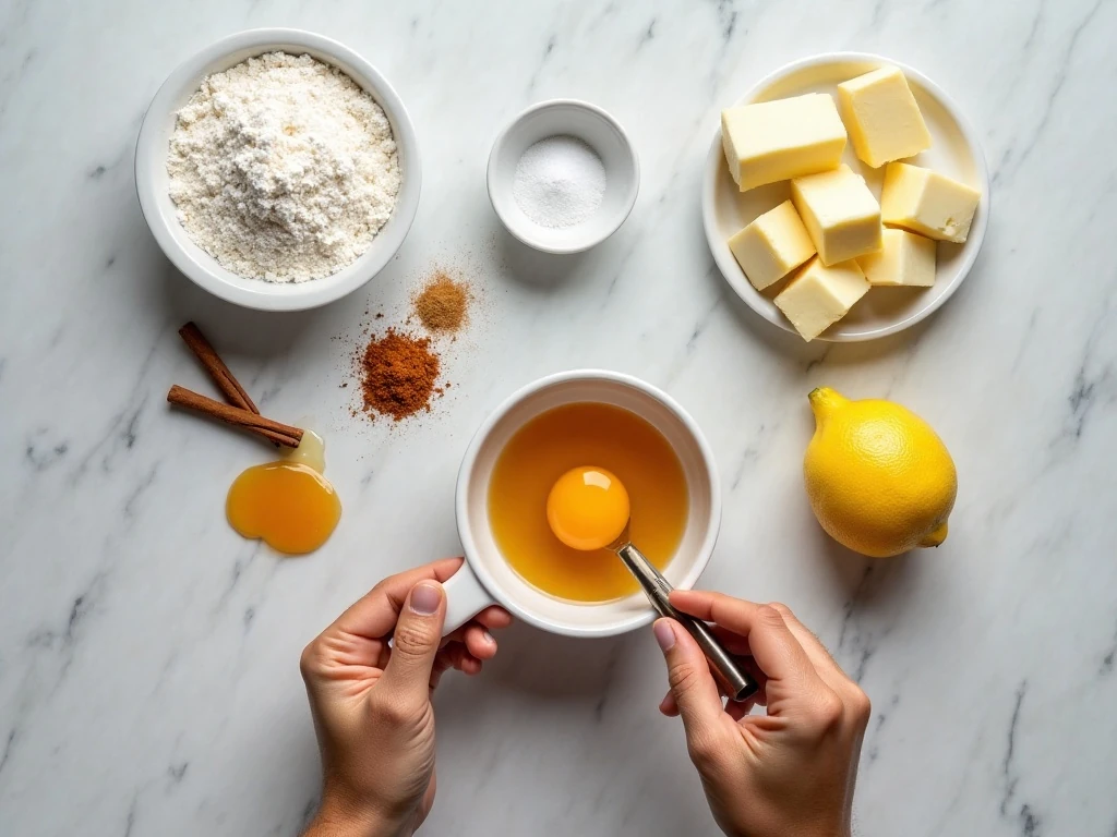 Ingredients for French cinnamon apple tart pastry and filling