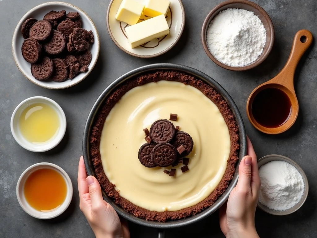 Ingredients for homemade French silk pie arranged on a kitchen counter
