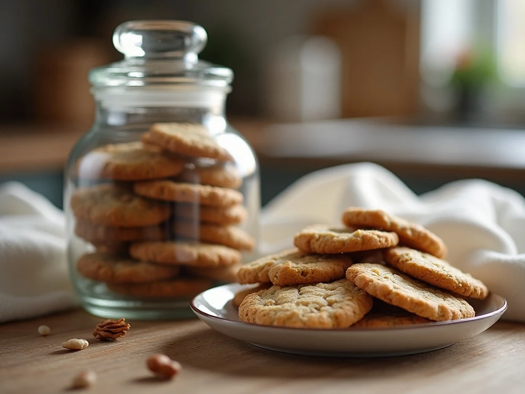 French vanilla coffee cookies stored in an airtight jar