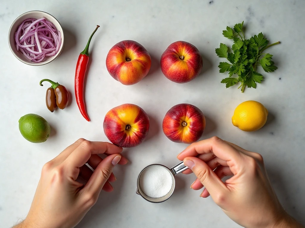 Ingredients for fresh peach salsa