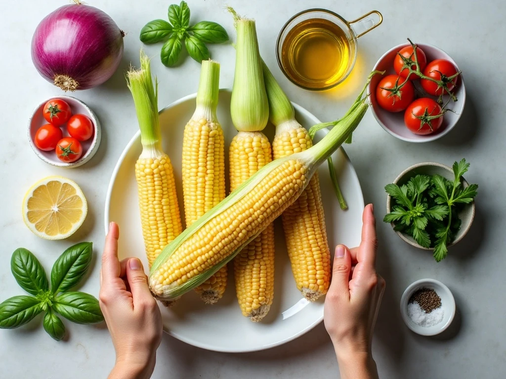 Ingredients for fresh and easy corn salad