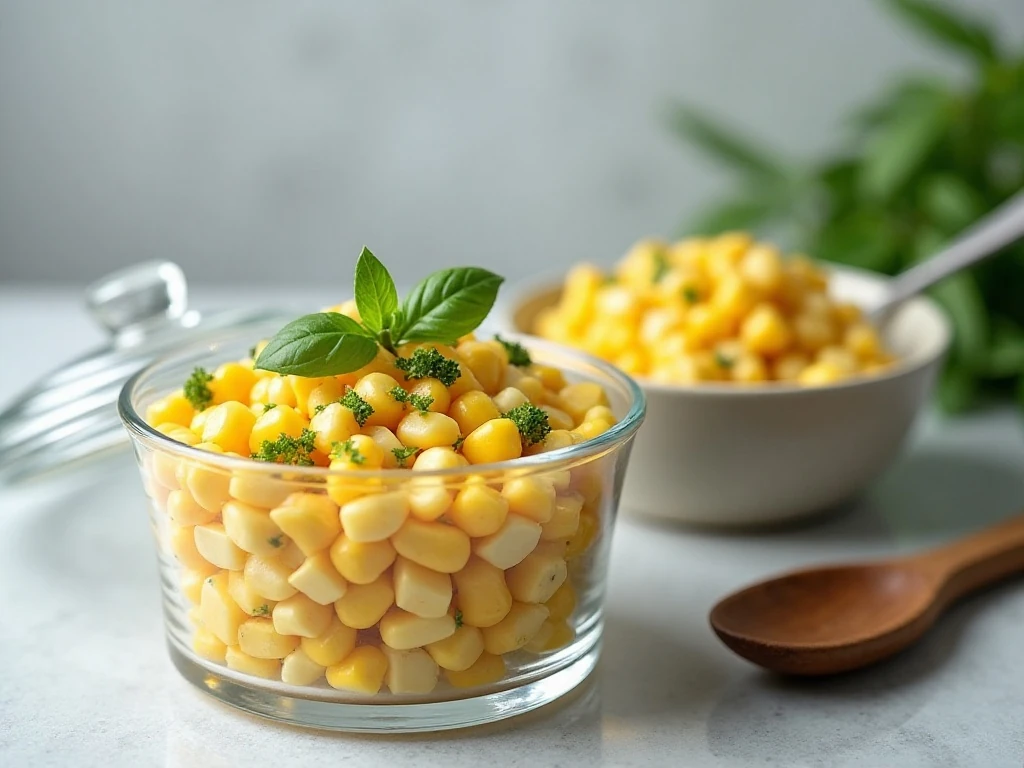 Corn salad prepared for chilling and serving