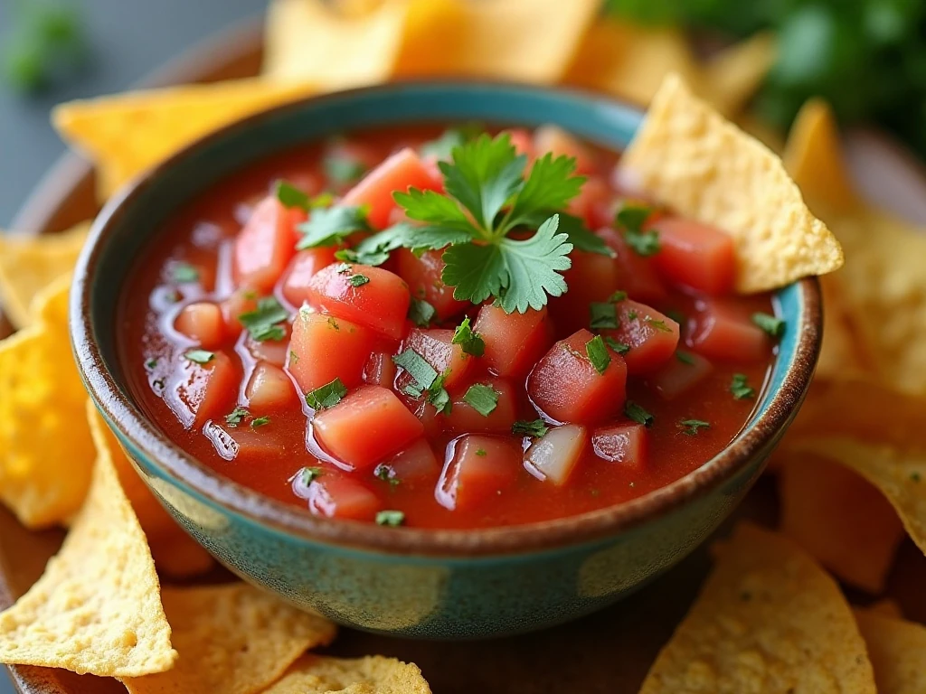 Fresh tomato salsa served with tortilla chips