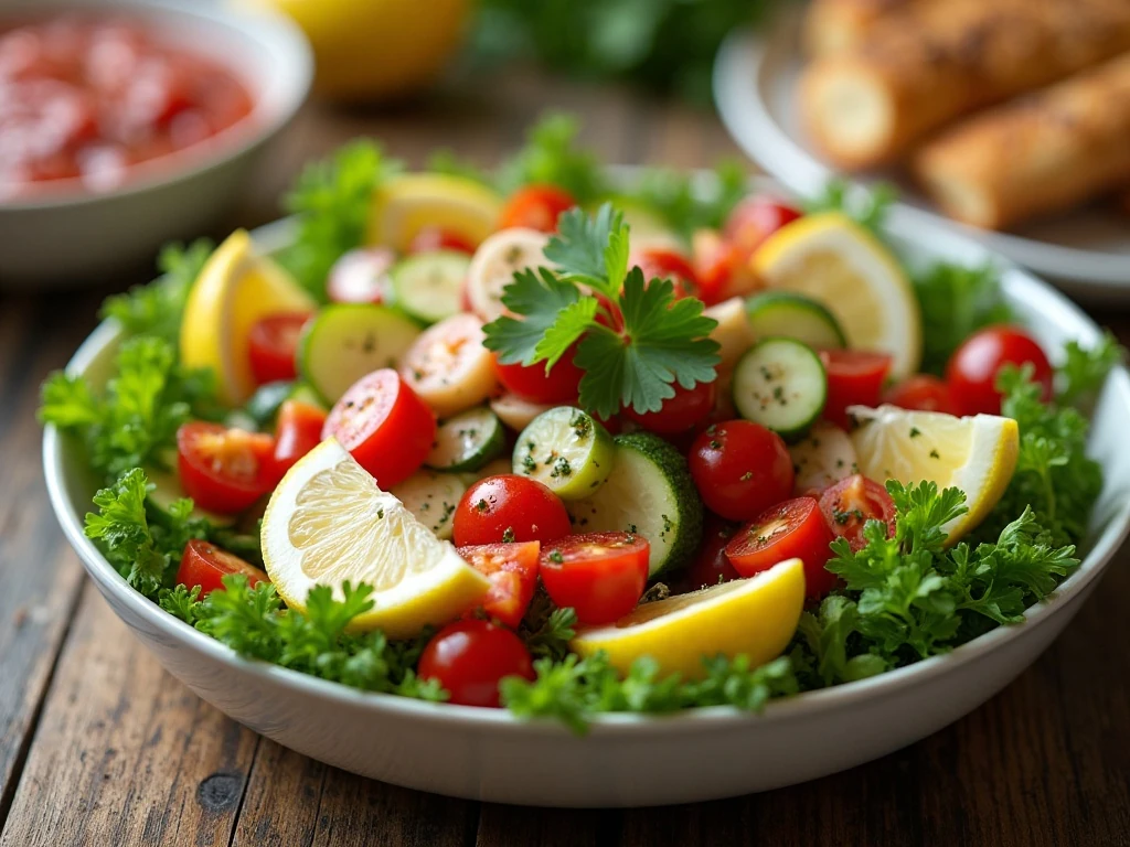 Fresh vegetable salad served as a colorful dinner side