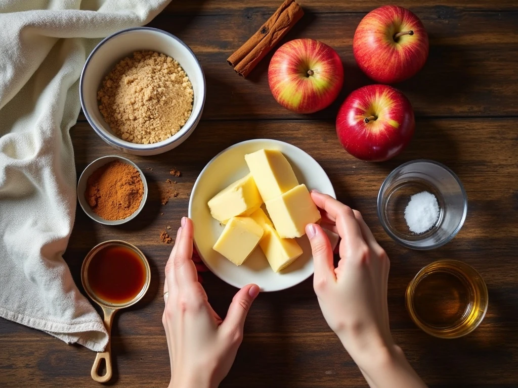 Ingredients for an easy Southern fried apples recipe