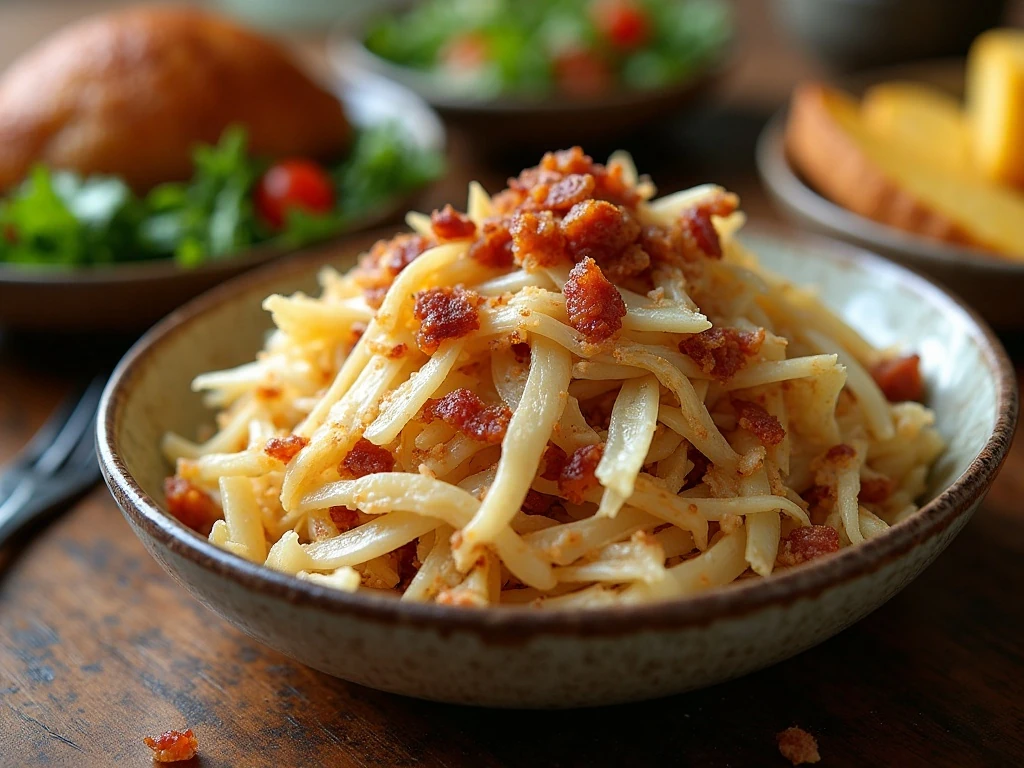 Warm fried cabbage and bacon slaw served with a Southern-style meal