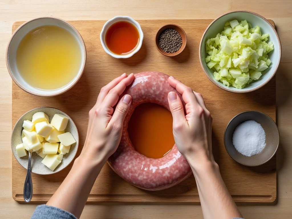 Ingredients for easy fried cabbage and sausage