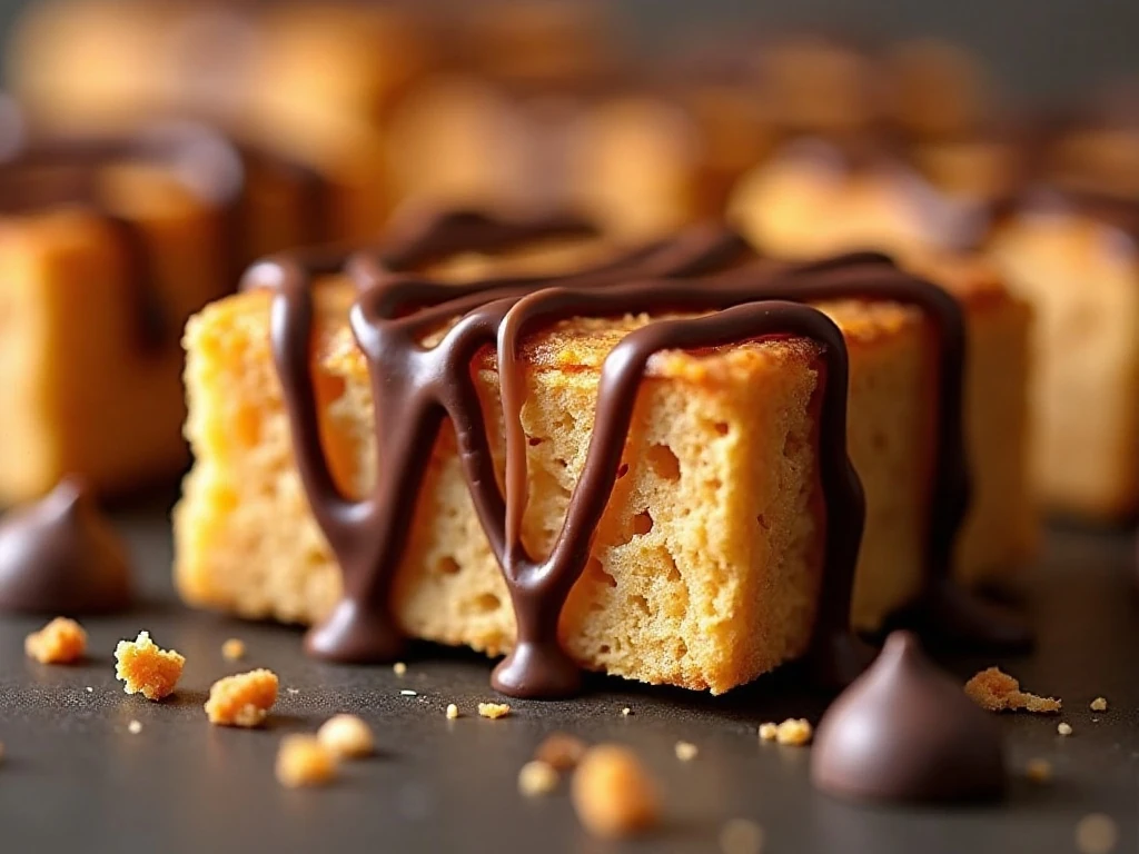 Fritos peanut butter bars topped with semisweet chocolate drizzle