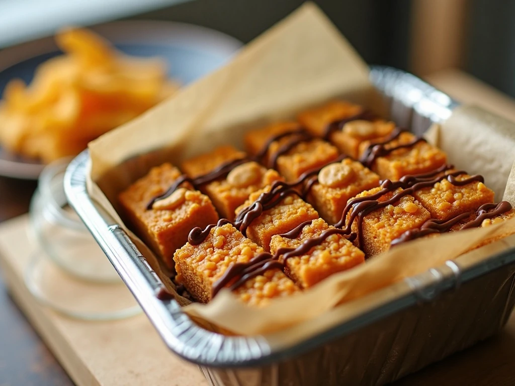 Cut Fritos bars stored between layers of parchment