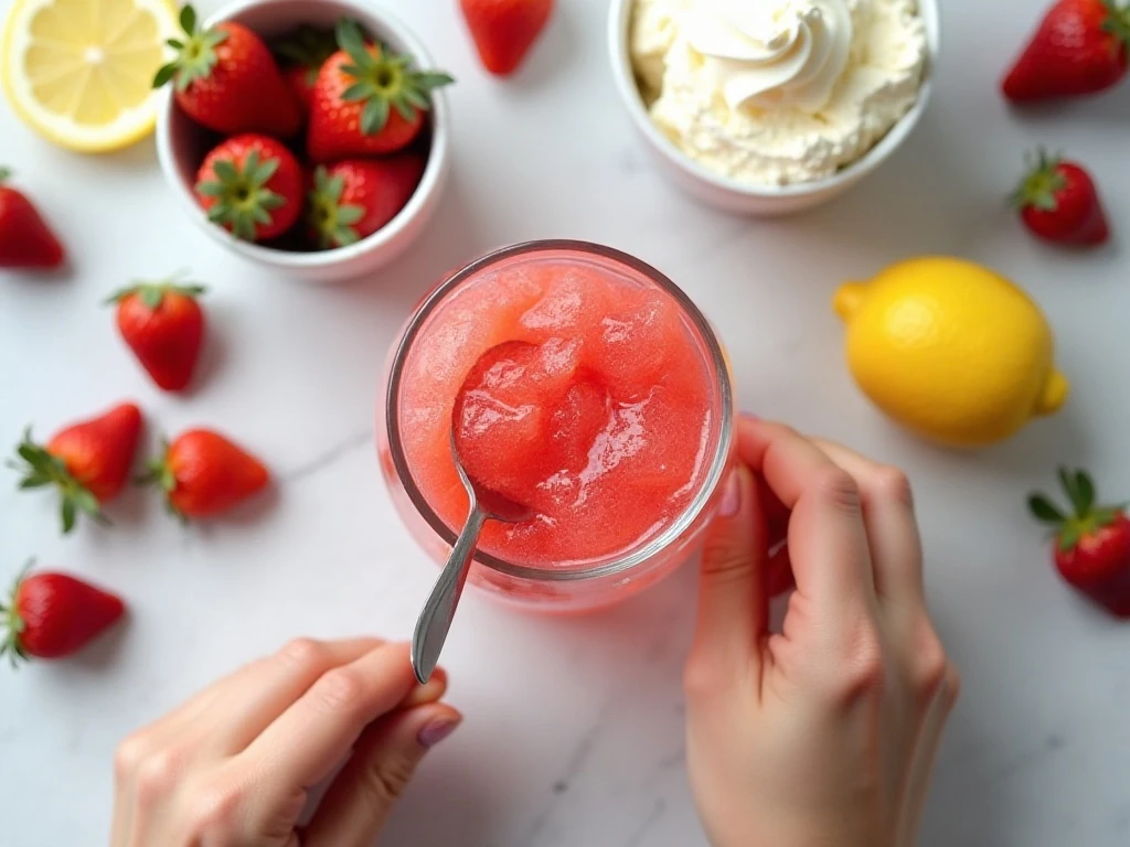 Ingredients for copycat creamy frosted strawberry lemonade