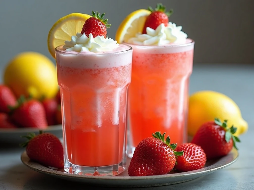 Freshly served copycat Chick-fil-A frosted strawberry lemonade
