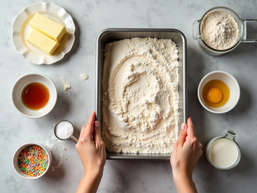 Ingredients for soft frosted sugar cookie bars