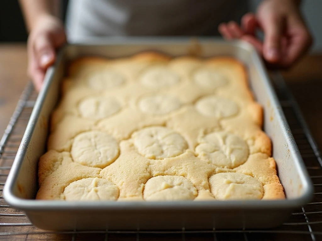 Soft sugar cookie bars cooling after baking