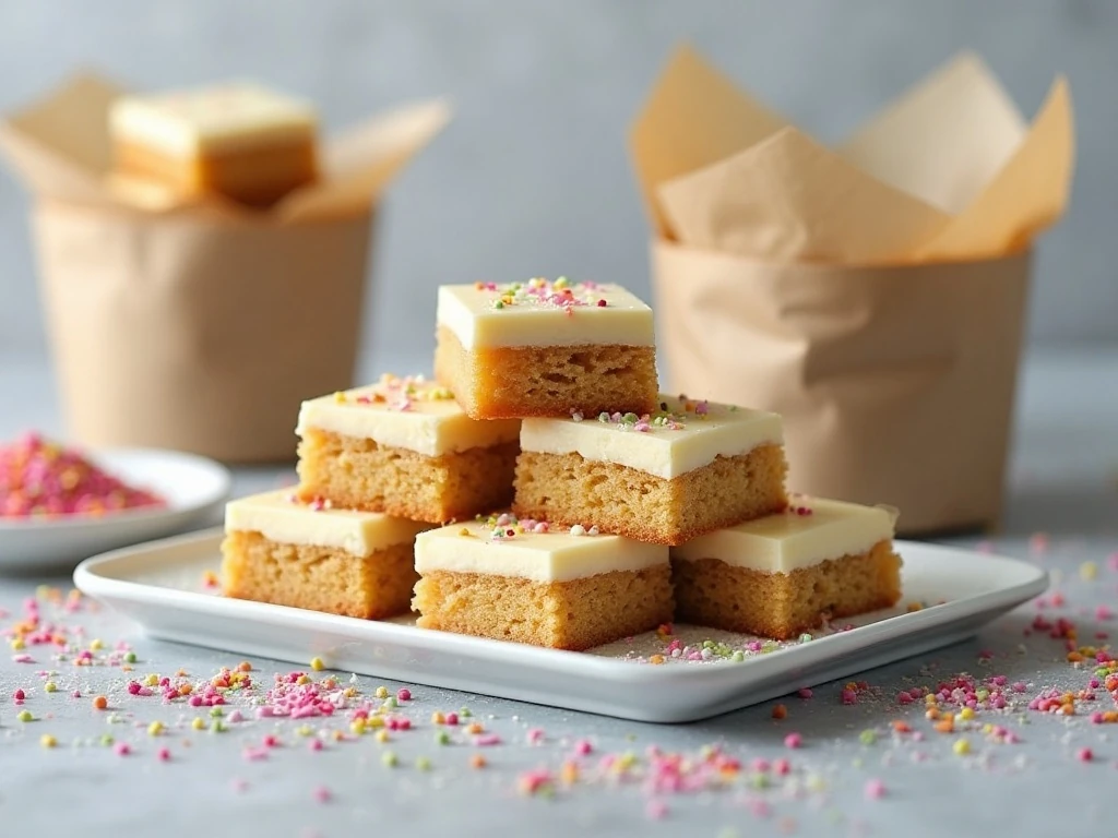 Frosted sugar cookie bars ready to serve and store