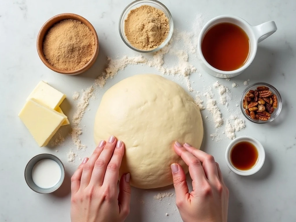 Ingredients for easy frozen bread dough cinnamon rolls