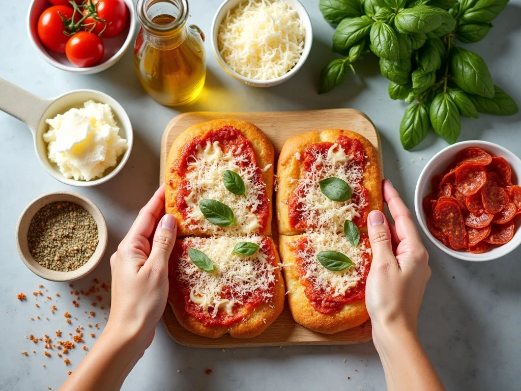 Ingredients for crispy upgraded frozen French bread pizza