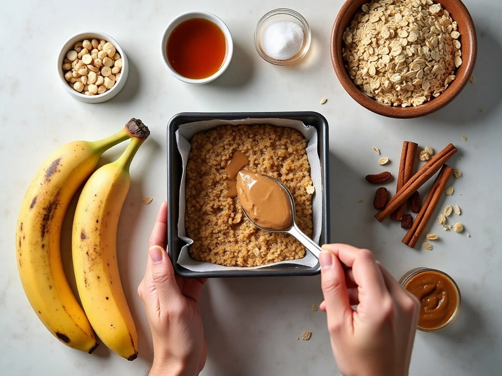 Ingredients for healthy fruit and nut flapjacks