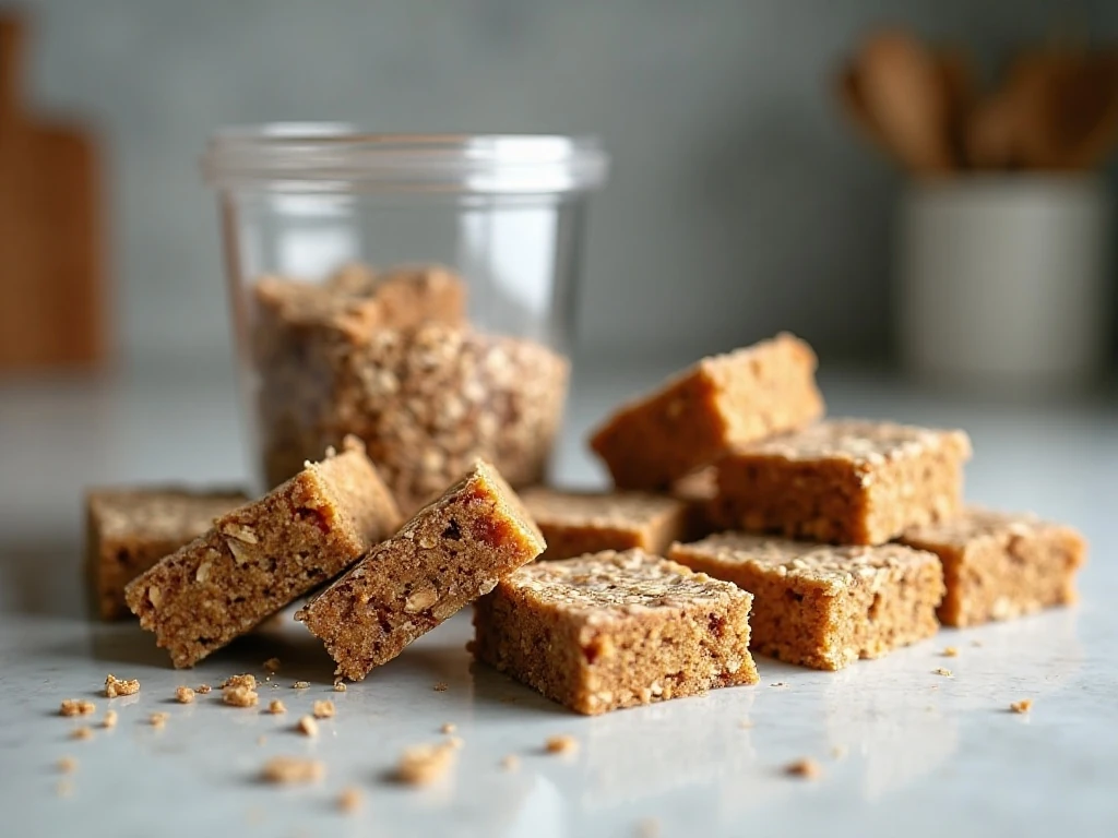 Healthy flapjacks prepared for airtight storage or freezing