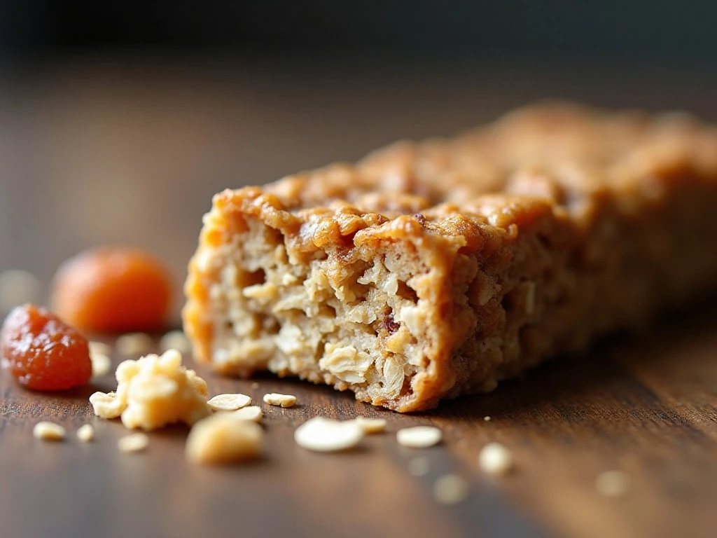 Close-up texture of a firm chewy homemade protein bar