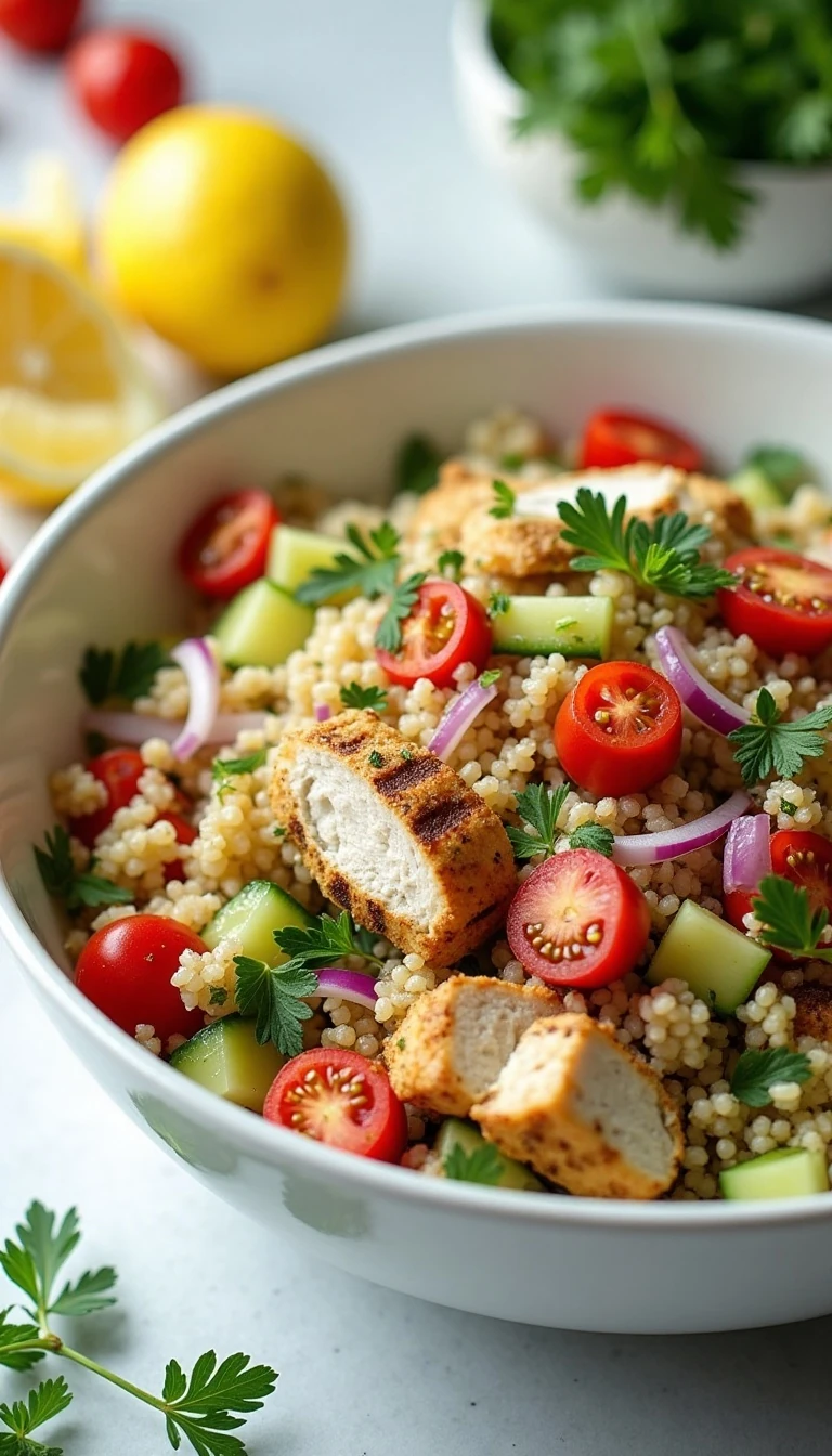 Easy Garden Quinoa Salad with Chicken Recipe