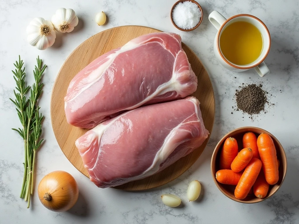 Ingredients for one-pot garlic and herb pork roast