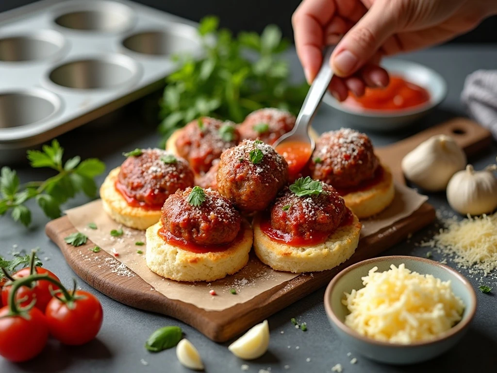 Ingredients for garlic bread meatball sub cups