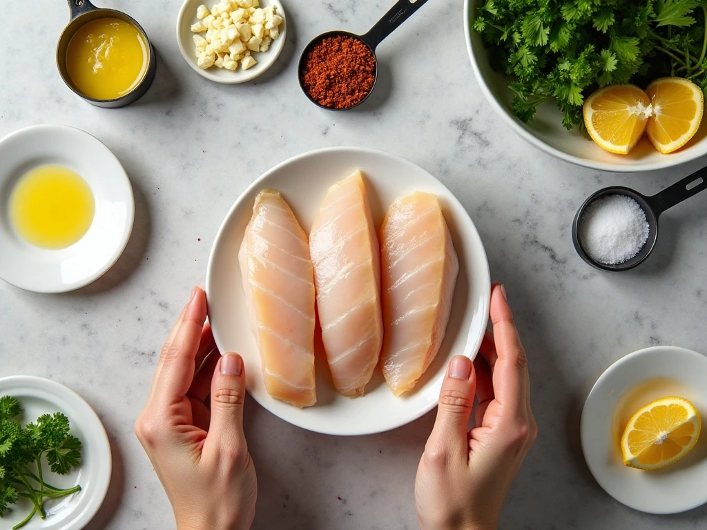 Ingredients for easy garlic butter baked cod