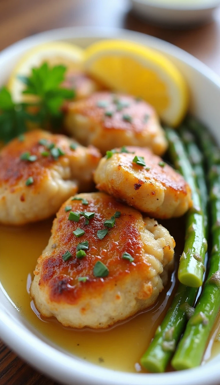 Garlic Butter Chicken Bites with Lemon Asparagus Recipe