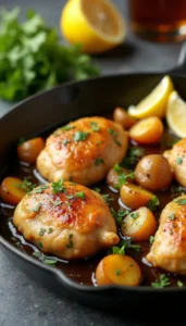 Garlic Butter Chicken Thighs and Baby Potatoes Skillet