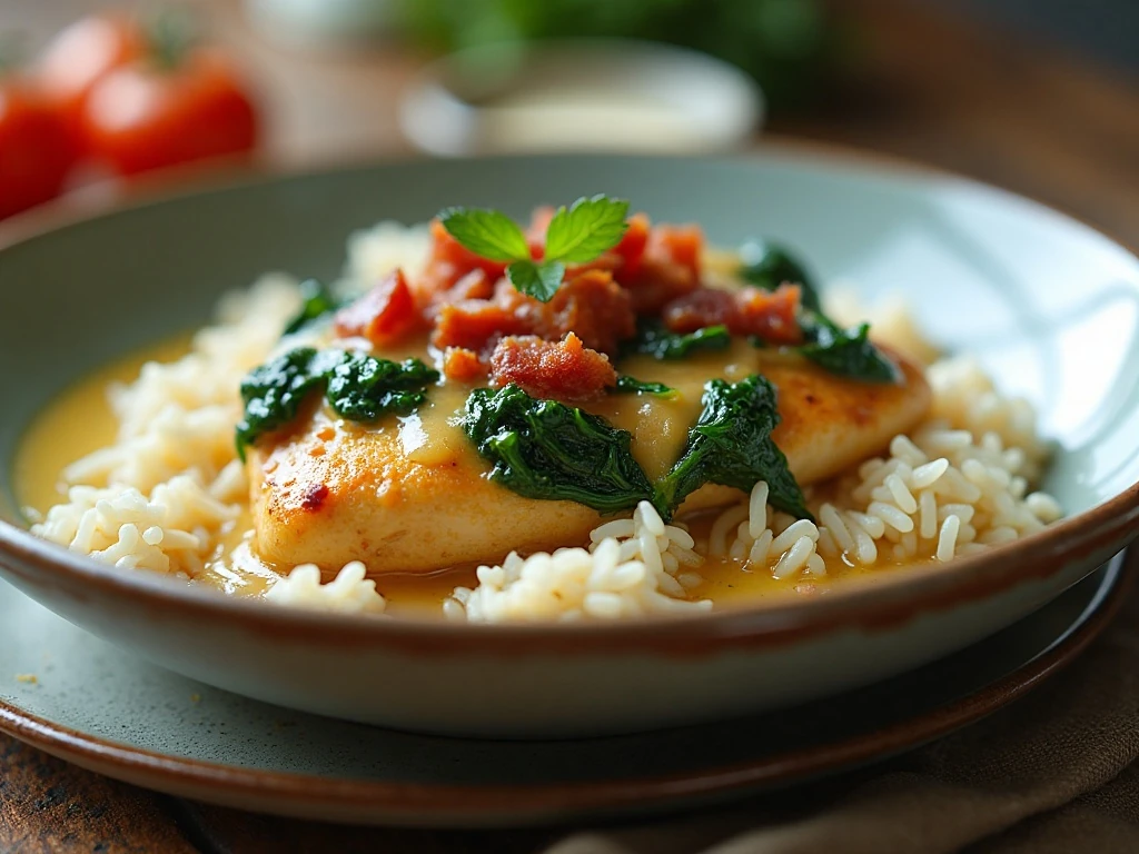 Reheated garlic butter chicken with spinach and bacon