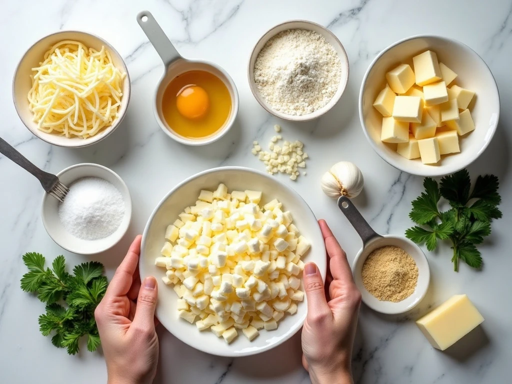 Ingredients for easy garlic butter keto bread