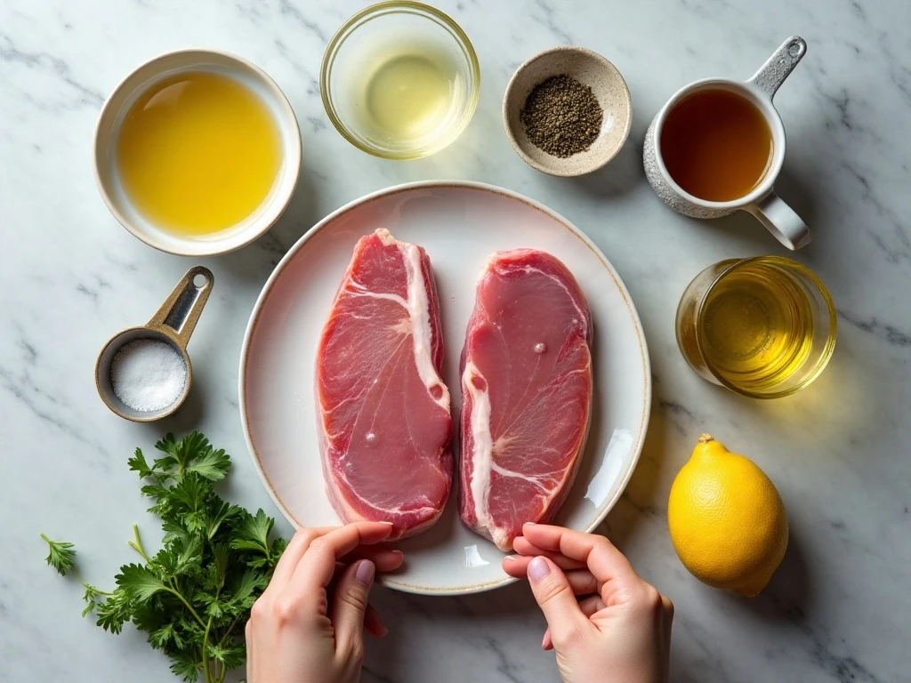 Ingredients for easy garlic butter pork chops