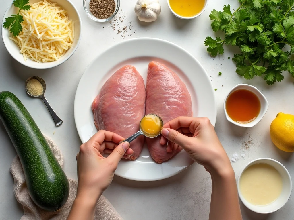 Ingredients for turkey meatballs and lemon zucchini noodles