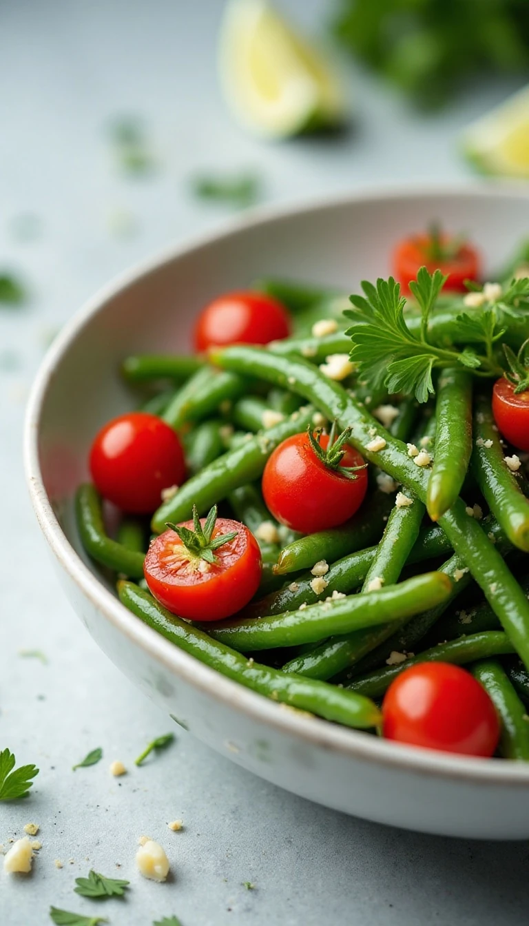 Easy Garlic Green Beans with Tomatoes