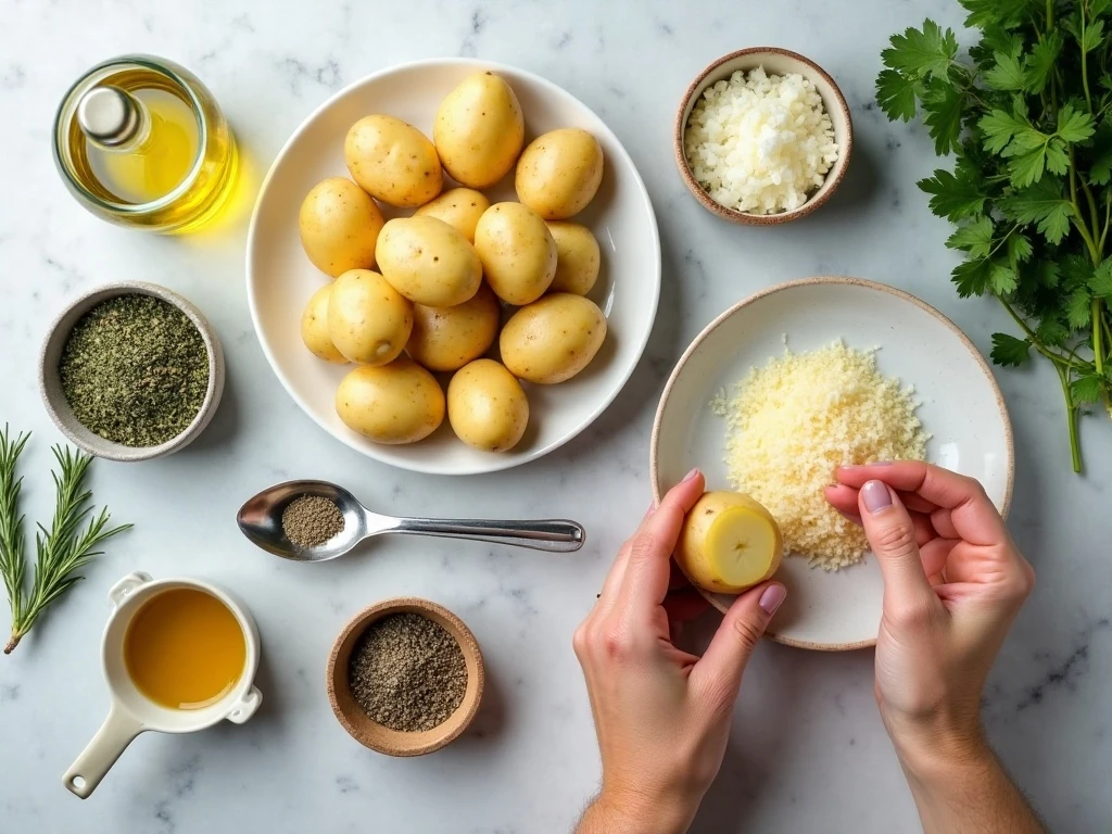 Ingredients for garlic herb roasted potatoes