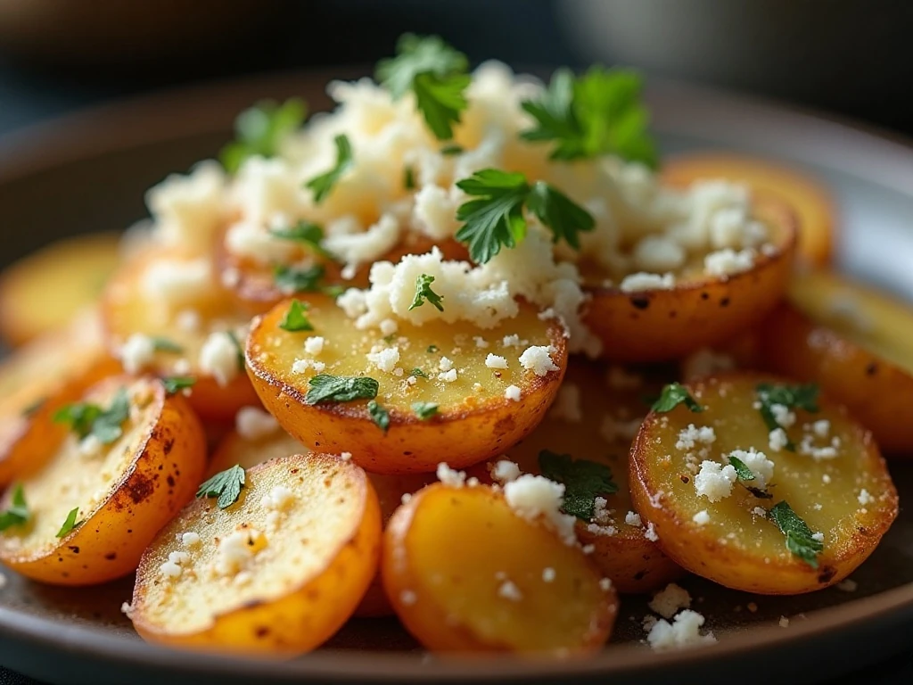 Roasted potatoes finished with parsley and Parmesan
