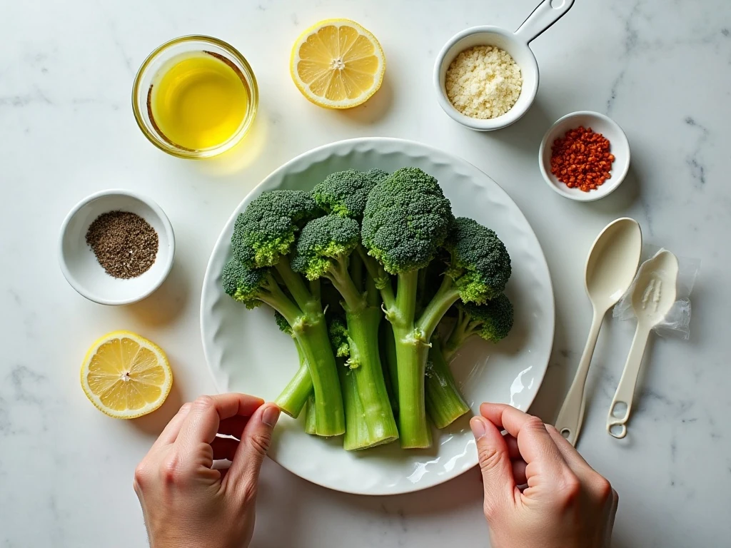 Ingredients for easy garlic Parmesan broccolini