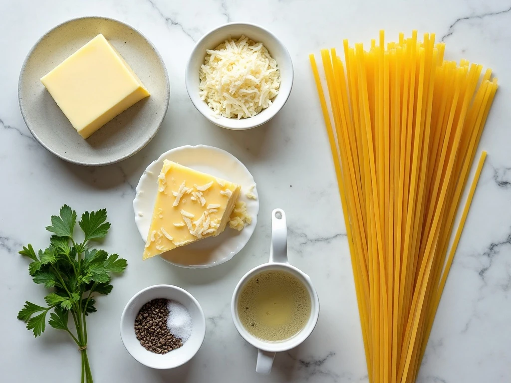 Ingredients for garlic Parmesan spaghetti