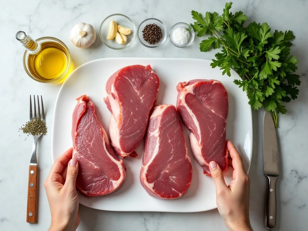 Ingredients for easy garlic roasted pork chops