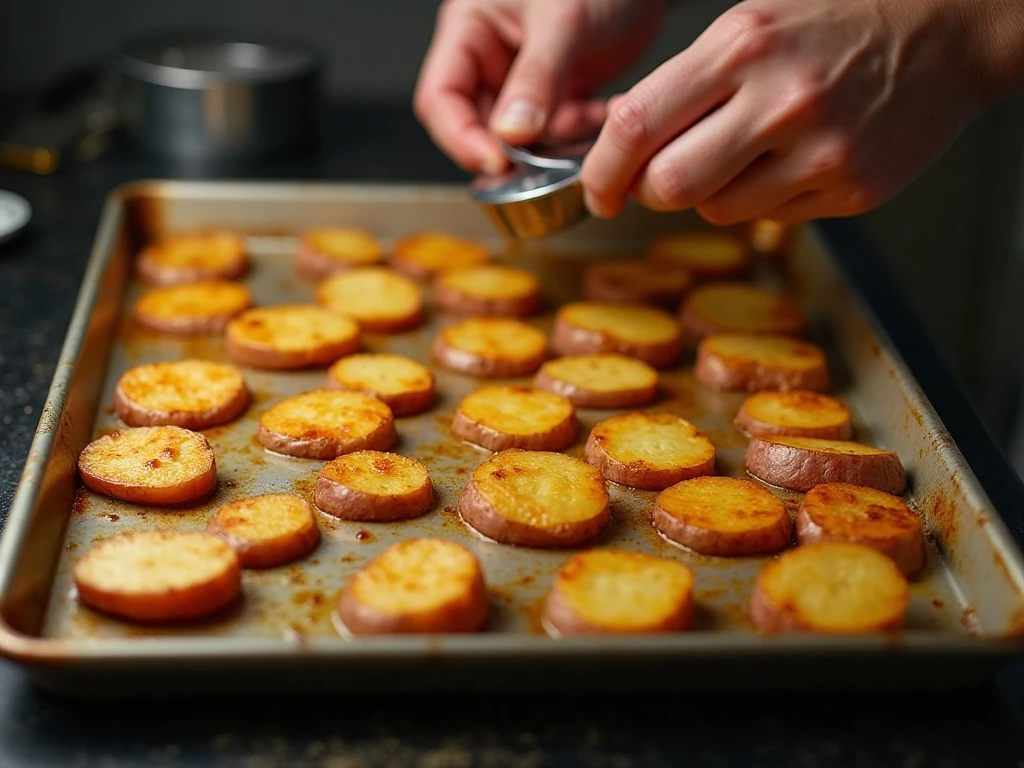 Potatoes arranged cut-side down for crisp roasting