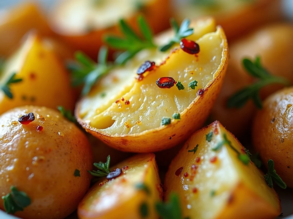 Garlic-roasted potatoes finished with parsley and herbs