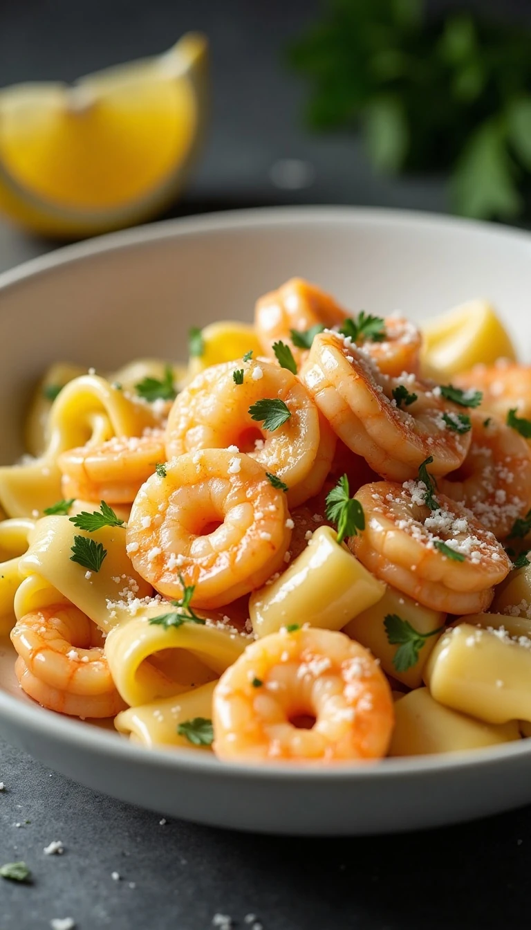Easy Garlic Shrimp Tortellini Recipe with Creamy Parmesan Sauce