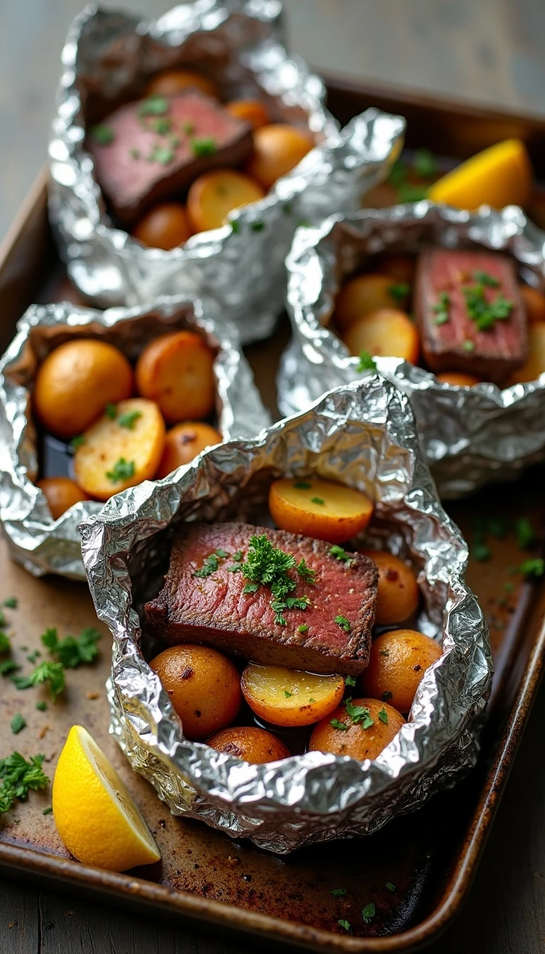 Easy Garlic Steak and Potato Foil Packs Recipe