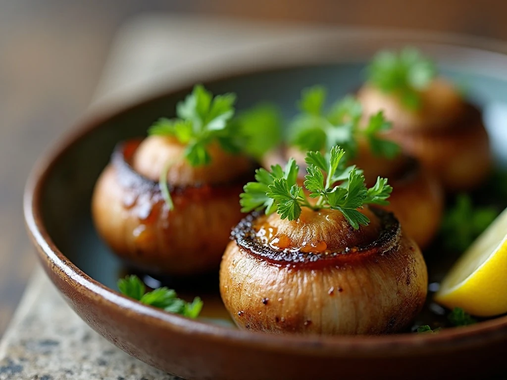 Roasted mushrooms finished with parsley and lemon juice