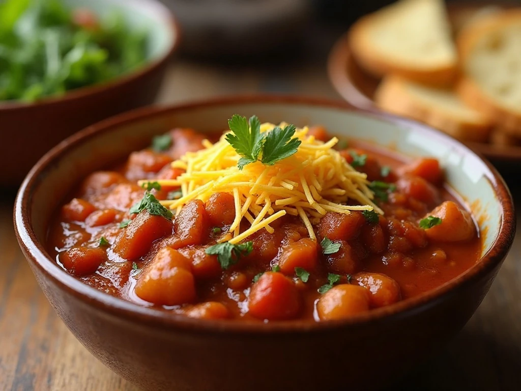 American goulash served with optional cheddar, salad, and bread
