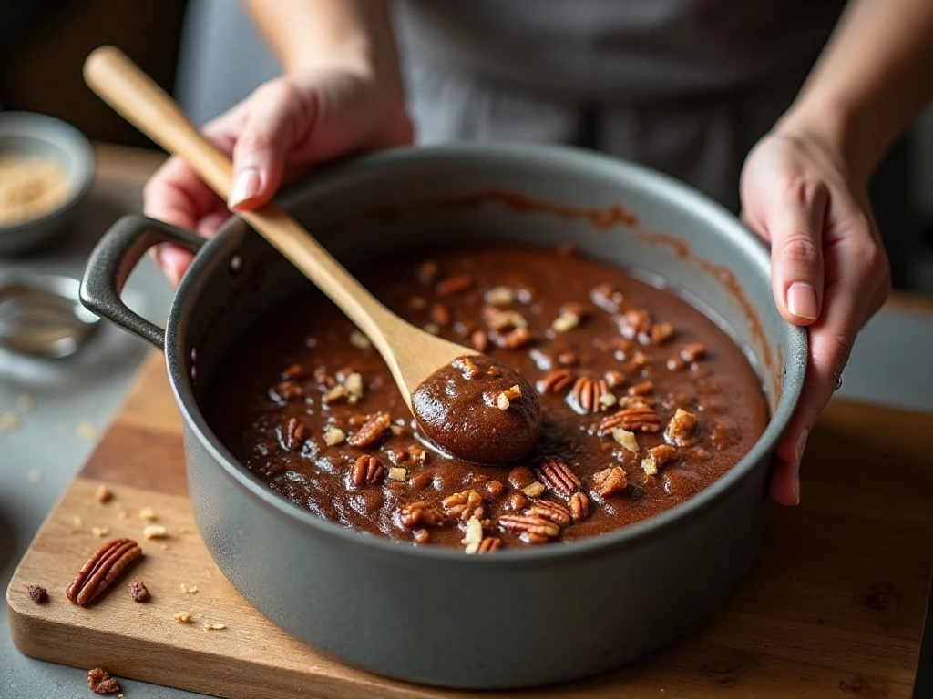 Cooking coconut pecan topping for German chocolate cheesecake