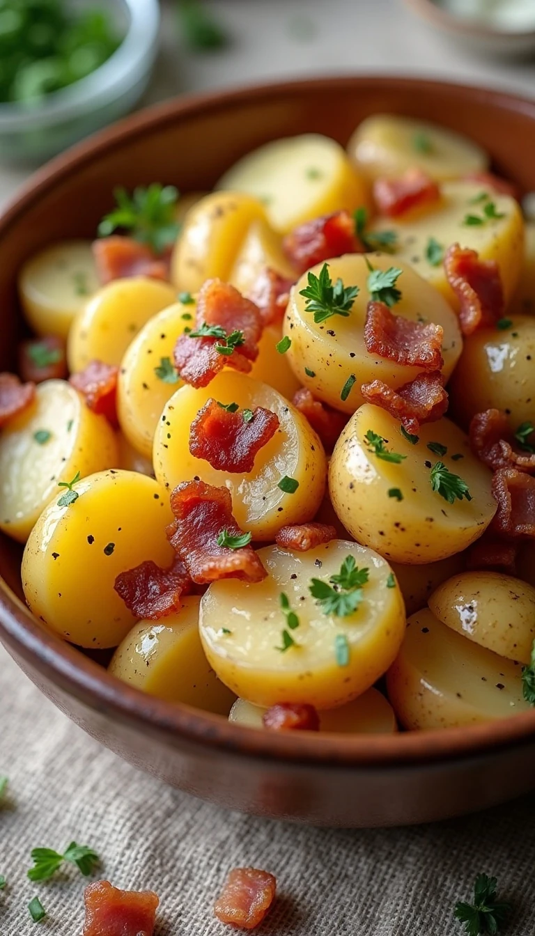 Authentic German Potato Salad Recipe with Bacon and Vinegar