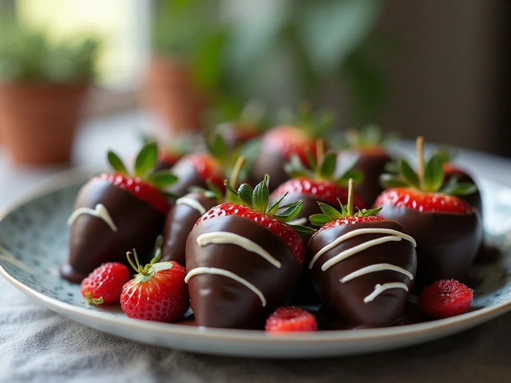 Ghirardelli chocolate-covered strawberries arranged on a serving platter