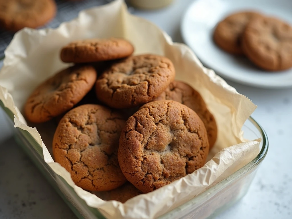 Giant molasses cookies ready for storage